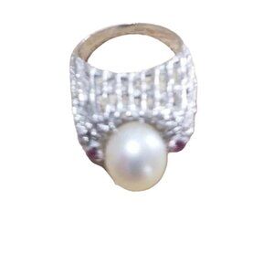 Art Deco Silver Pearl Ring